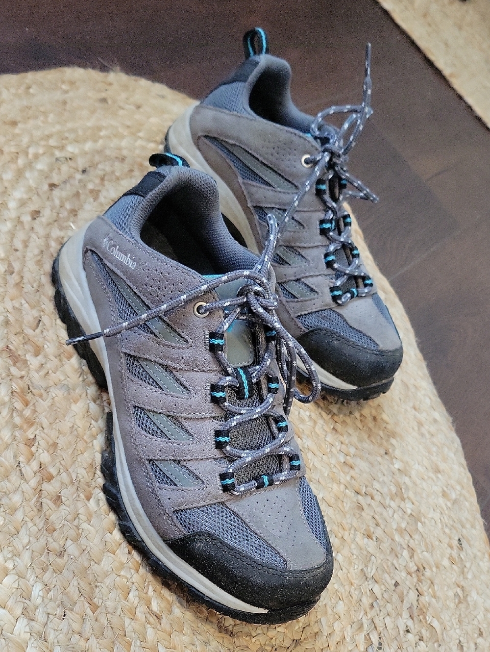 Columbia Women's Gray and Teal Hiking Sneakers
